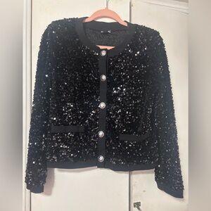 Elegant Black Sequin Blazer